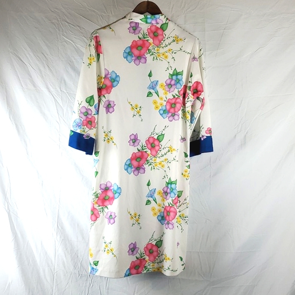 Vintage 60s 70s Evelyn Pearson Floral House Dress Robe - Picture 5 of 8